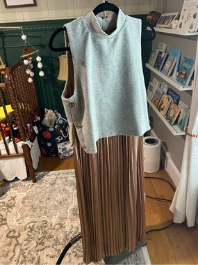 THML Heather Gray Textured Mock-Neck Dress